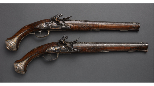 Luxury flintlock pistols by Gilbert